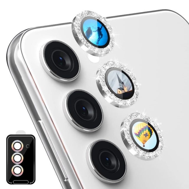 For Samsung Galaxy S24+ 5G ENKAY Hat-Prince AR 9H Rear Lens Glitter Aluminium Alloy Tempered Glass Film(Silver)