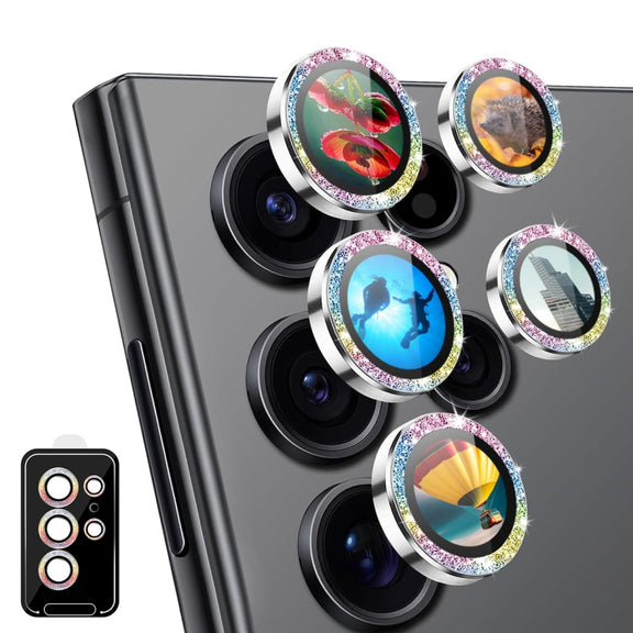 For Samsung Galaxy S24 Ultra 5G ENKAY Hat-Prince AR 9H Rear Lens Glitter Aluminium Alloy Tempered Glass Film(Colorful)