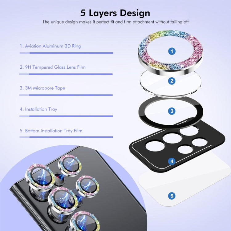 For Samsung Galaxy S24 Ultra 5G ENKAY Hat-Prince AR 9H Rear Lens Glitter Aluminium Alloy Tempered Glass Film(Grey) - free shipping - PMC Jewellery - Order now!