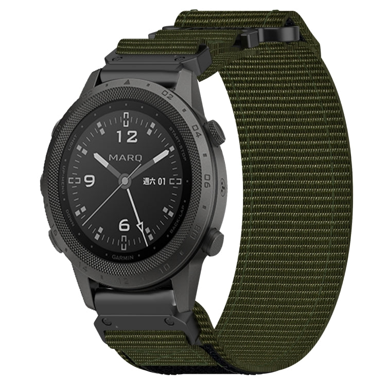For Garmin MARQ Commander 22mm Nylon Hook And Loop Fastener Watch Band(Army Green) - Watch Bands by PMC TechLife | Online Shopping South Africa | PMC TechLife