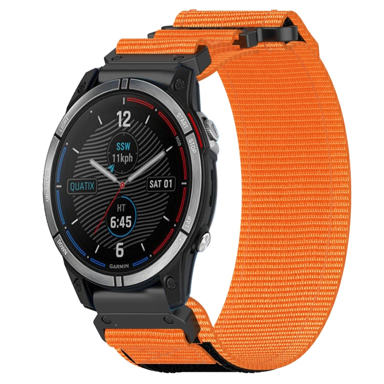 For Garmin Quatix 7 22mm Nylon Hook And Loop Fastener Watch Band(Orange) - Watch Bands by PMC TechLife | Online Shopping South Africa | PMC TechLife