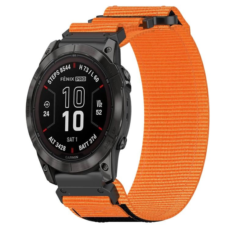 For Garmin Fenix 7 Pro 47mm 22mm Nylon Hook And Loop Fastener Watch Band(Orange) - Watch Bands by PMC TechLife | Online Shopping South Africa | PMC TechLife