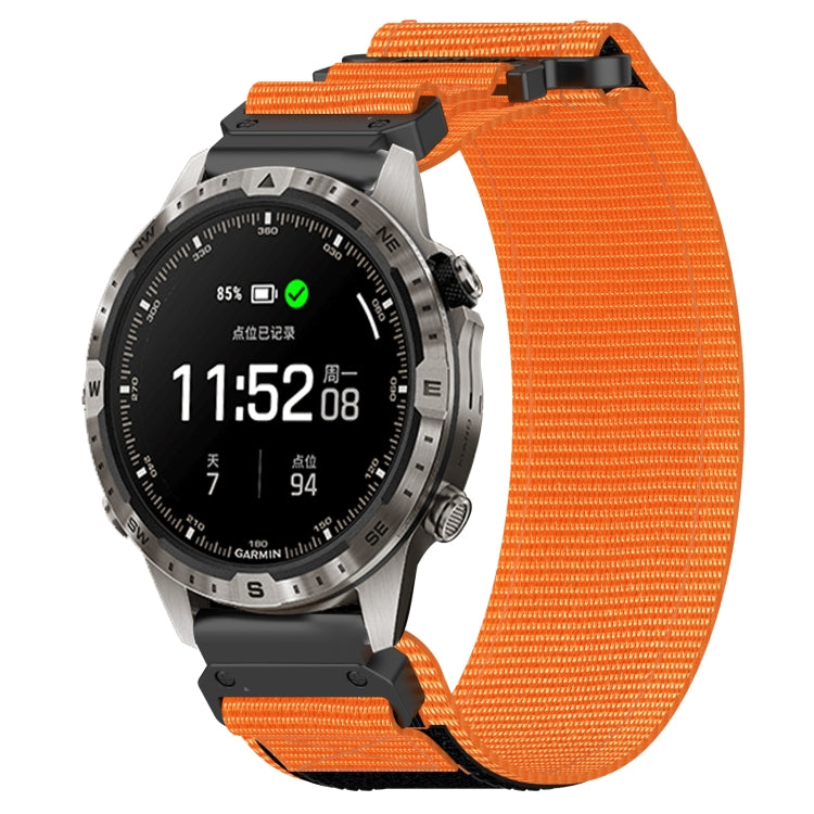 For Garmin MARQ Adventurer Gen 2 22mm Nylon Hook And Loop Fastener Watch Band(Orange) - Watch Bands by PMC TechLife | Online Shopping South Africa | PMC TechLife