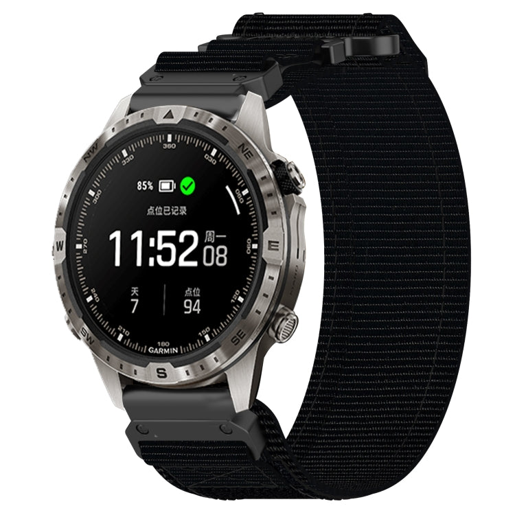 For Garmin MARQ Adventurer Gen 2 22mm Nylon Hook And Loop Fastener Watch Band(Black) - Watch Bands by PMC TechLife | Online Shopping South Africa | PMC TechLife