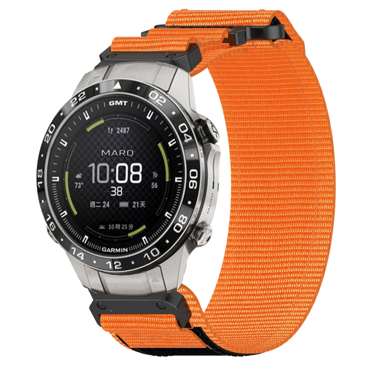 For Garmin MARQ Aviator Gen 2 22mm Nylon Hook And Loop Fastener Watch Band(Orange) - Watch Bands by PMC TechLife | Online Shopping South Africa | PMC TechLife