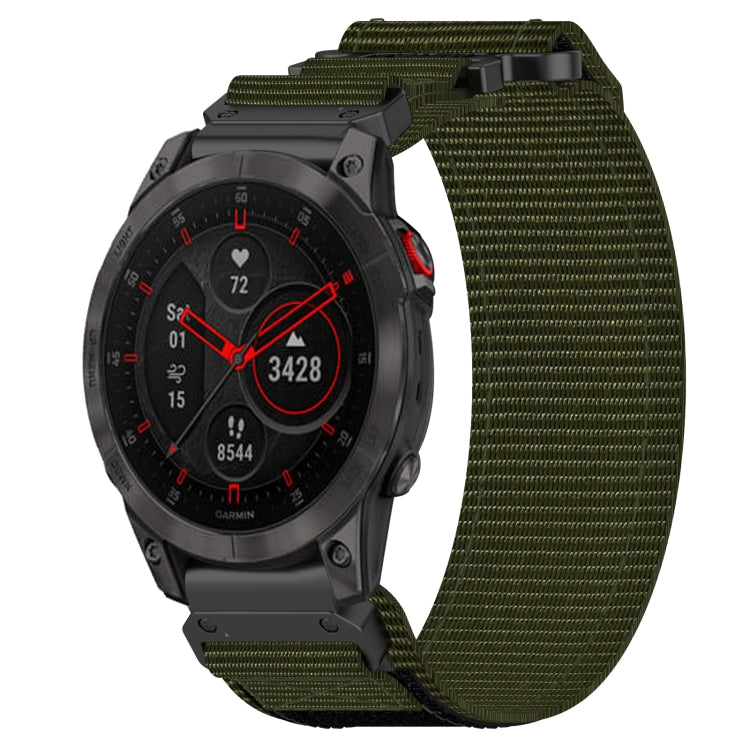 For Garmin EPIX Gen 2 22mm Nylon Hook And Loop Fastener Watch Band(Army Green) - Watch Bands by PMC TechLife | Online Shopping South Africa | PMC TechLife
