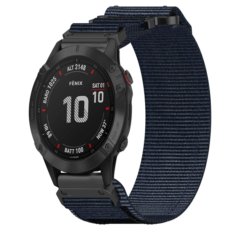 For Garmin Fenix 6 22mm Nylon Hook And Loop Fastener Watch Band(Blue) - Watch Bands by PMC TechLife | Online Shopping South Africa | PMC TechLife