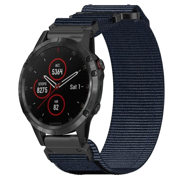 For Garmin Fenix 5 22mm Nylon Hook And Loop Fastener Watch Band(Blue)