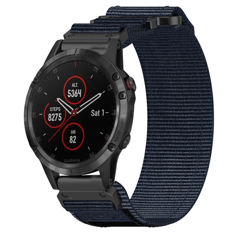 For Garmin Fenix 5 Plus 22mm Nylon Hook And Loop Fastener Watch Band(Blue) - Watch Bands by PMC TechLife | Online Shopping South Africa | PMC TechLife