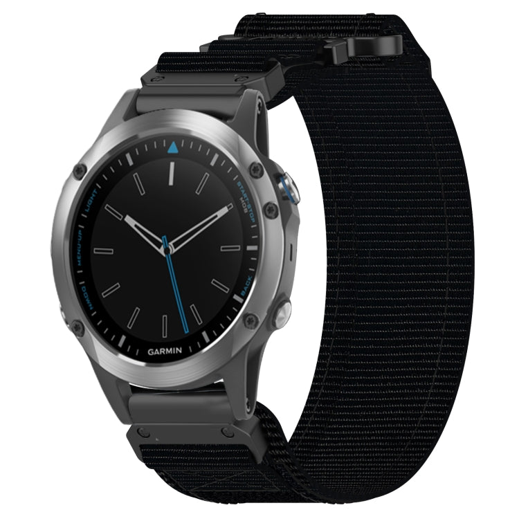For Garmin Quatix 5 22mm Nylon Hook And Loop Fastener Watch Band(Black) - Watch Bands by PMC TechLife | Online Shopping South Africa | PMC TechLife