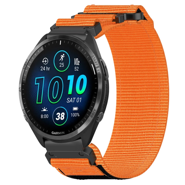 For Garmin Forerunner 965 22mm Nylon Hook And Loop Fastener Watch Band(Orange) - Watch Bands by PMC TechLife | Online Shopping South Africa | PMC TechLife | Buy Now Pay Later Mobicred