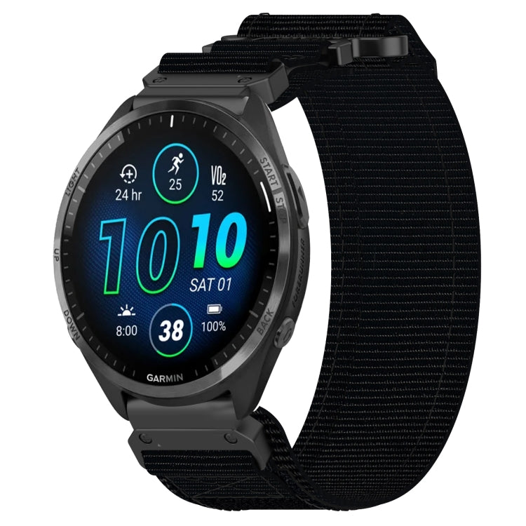 For Garmin Forerunner 965 22mm Nylon Hook And Loop Fastener Watch Band(Black) - Watch Bands by PMC TechLife | Online Shopping South Africa | PMC TechLife