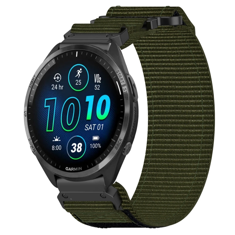 For Garmin Forerunner 965 22mm Nylon Hook And Loop Fastener Watch Band(Army Green) - free shipping - PMC TechLife - Order now!