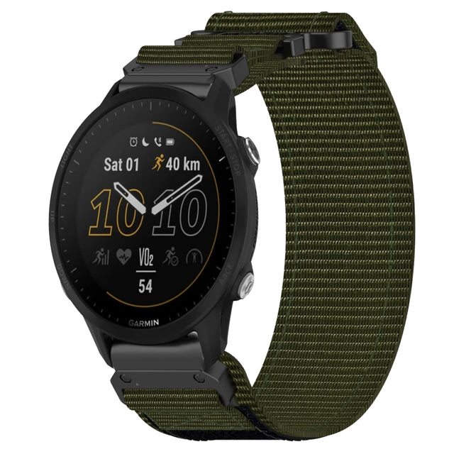 For Garmin Forerunner 955 22mm Nylon Hook And Loop Fastener Watch Band(Army Green)