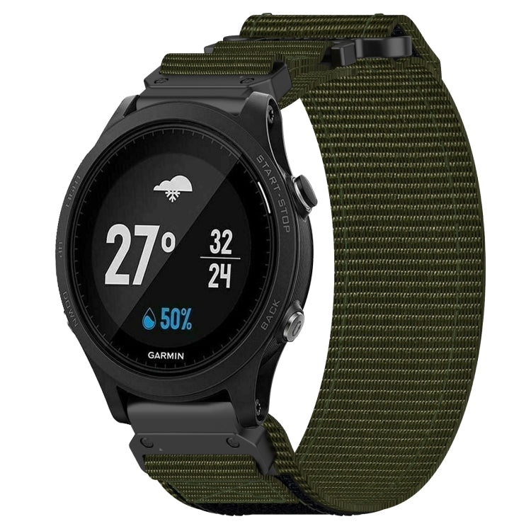 For Garmin Forerunner 935 22mm Nylon Hook And Loop Fastener Watch Band(Army Green) - Watch Bands by PMC TechLife | Online Shopping South Africa | PMC TechLife