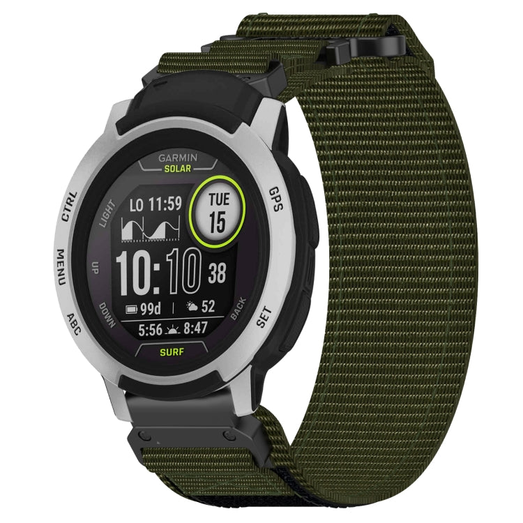 For Garmin Instinct 22mm Nylon Hook And Loop Fastener Watch Band(Army Green) - Watch Bands by PMC TechLife | Online Shopping South Africa | PMC TechLife