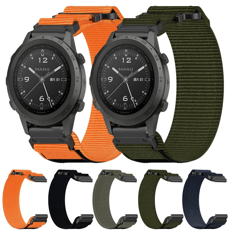For Garmin MARQ Adventurer Gen 2 22mm Nylon Hook And Loop Fastener Watch Band(Black)