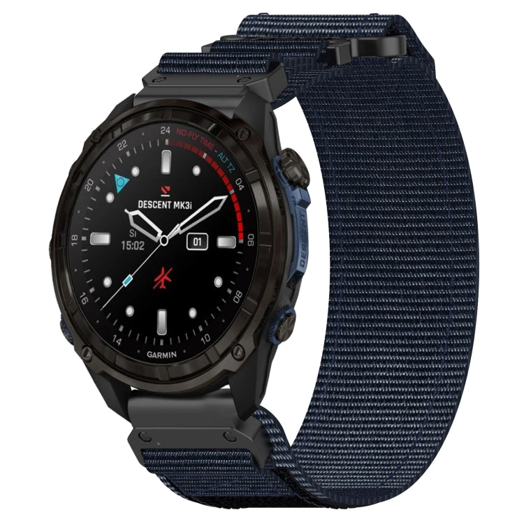 For Garmin Descent Mk3i  51mm 26mm Nylon Hook And Loop Fastener Watch Band(Blue) - Watch Bands by PMC TechLife | Online Shopping South Africa | PMC TechLife