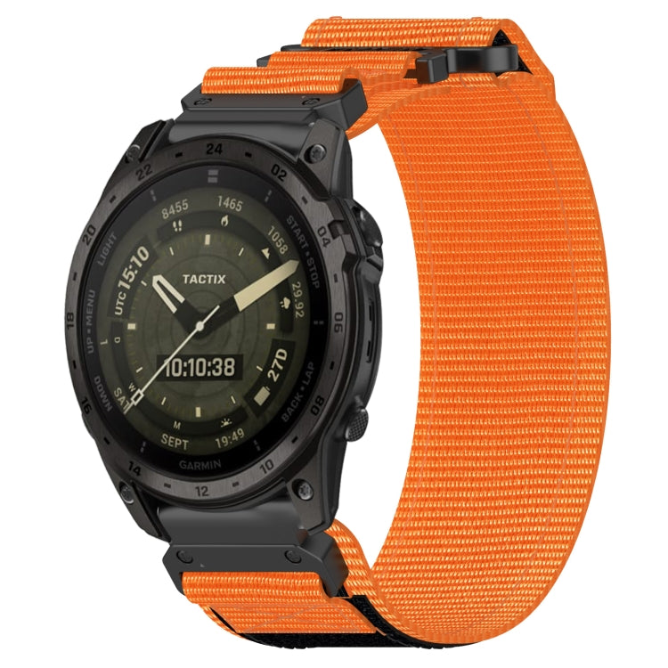 For Garmin Tactix 7 AMOLED 26mm Nylon Hook And Loop Fastener Watch Band(Orange) - Watch Bands by PMC TechLife | Online Shopping South Africa | PMC TechLife
