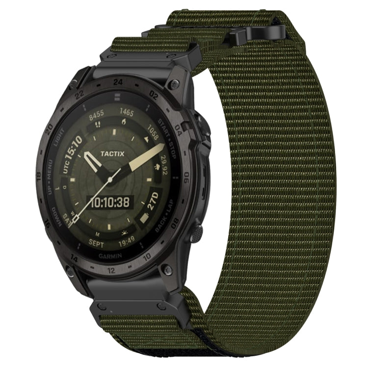 For Garmin Tactix 7 AMOLED 26mm Nylon Hook And Loop Fastener Watch Band(Army Green) - Watch Bands by PMC TechLife | Online Shopping South Africa | PMC TechLife