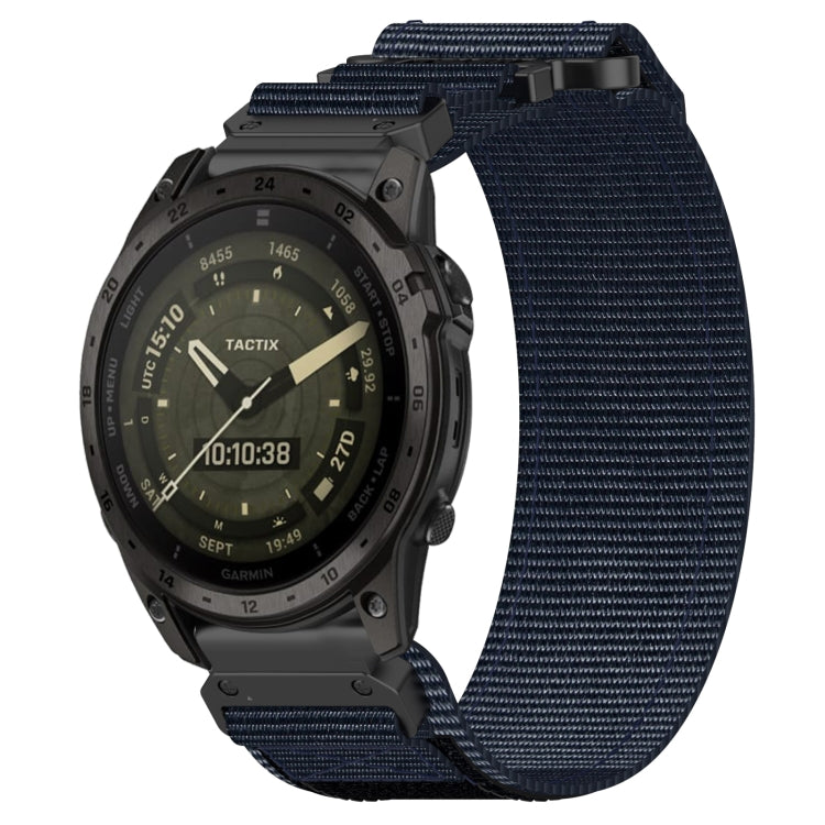 For Garmin Tactix 7 AMOLED 26mm Nylon Hook And Loop Fastener Watch Band(Blue) - Watch Bands by PMC TechLife | Online Shopping South Africa | PMC TechLife