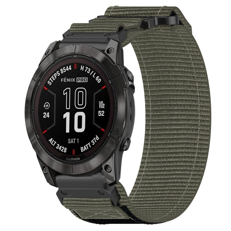 For Garmin Fenix 7X Pro 51mm 26mm Nylon Hook And Loop Fastener Watch Band(Grey) - Watch Bands by PMC TechLife | Online Shopping South Africa | PMC TechLife | Buy Now Pay Later Mobicred