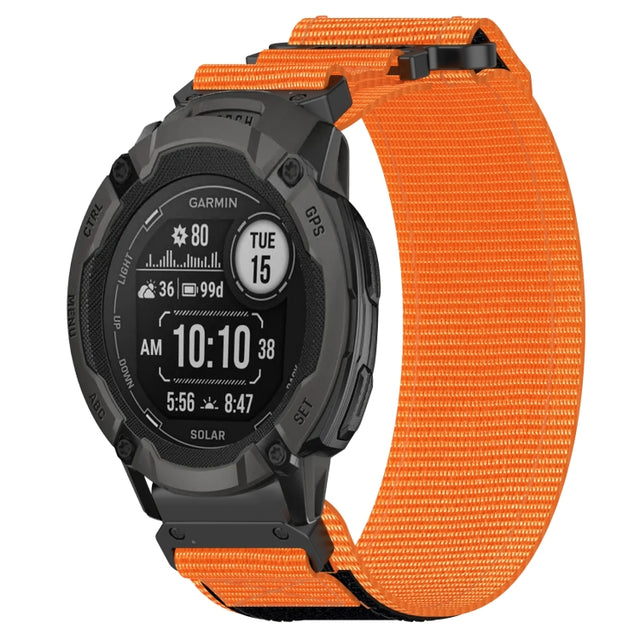 For Garmin Instinct 2X Solar 26mm Nylon Hook And Loop Fastener Watch Band(Orange)