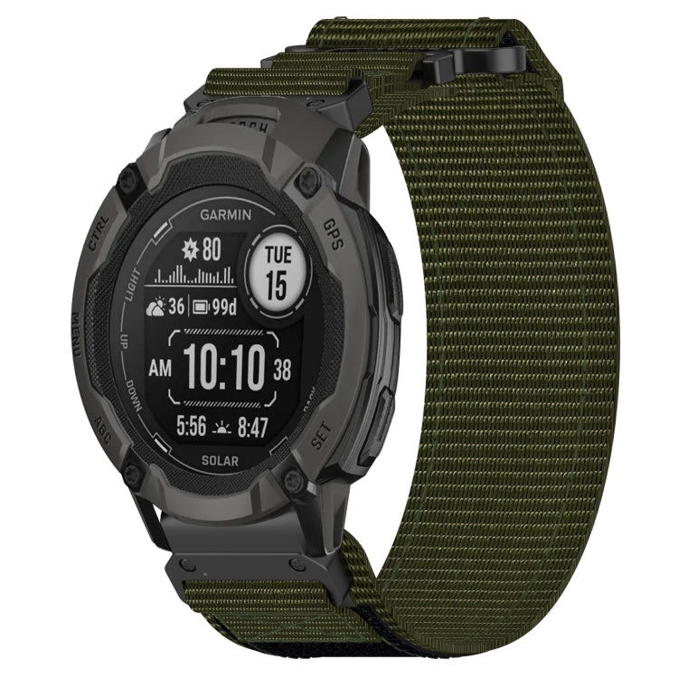 For Garmin Instinct 2X Solar 26mm Nylon Hook And Loop Fastener Watch Band(Army Green) - Watch Bands by PMC TechLife | Online Shopping South Africa | PMC TechLife
