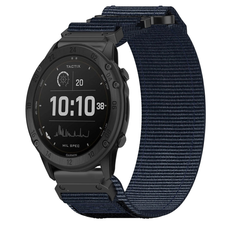 For Garmin Tactix Delta 26mm Nylon Hook And Loop Fastener Watch Band(Blue) - Watch Bands by PMC TechLife | Online Shopping South Africa | PMC TechLife