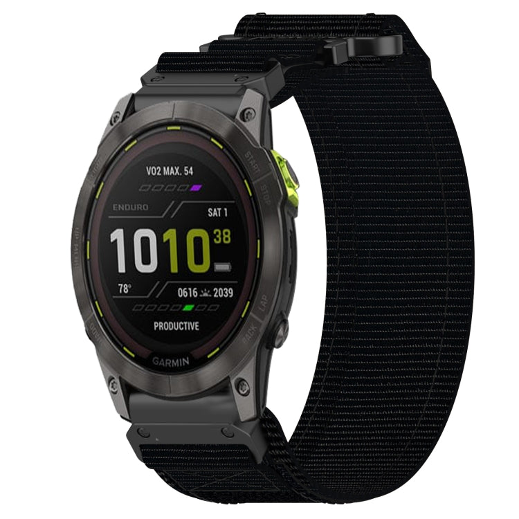 For Garmin Enduro 2 26mm Nylon Hook And Loop Fastener Watch Band(Black) - Watch Bands by PMC TechLife | Online Shopping South Africa | PMC TechLife | Buy Now Pay Later Mobicred