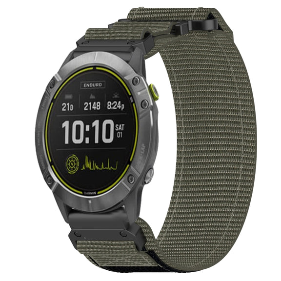 For Garmin Enduro 26mm Nylon Hook And Loop Fastener Watch Band(Grey)