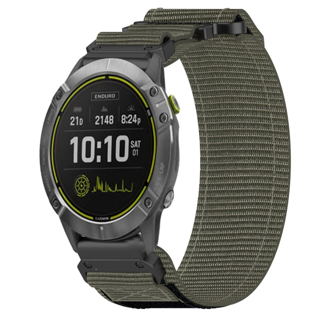 For Garmin Enduro 26mm Nylon Hook And Loop Fastener Watch Band(Grey)