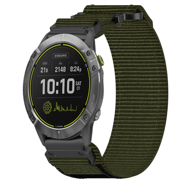 For Garmin Enduro 26mm Nylon Hook And Loop Fastener Watch Band(Army Green)