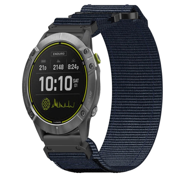 For Garmin Enduro 26mm Nylon Hook And Loop Fastener Watch Band(Blue)