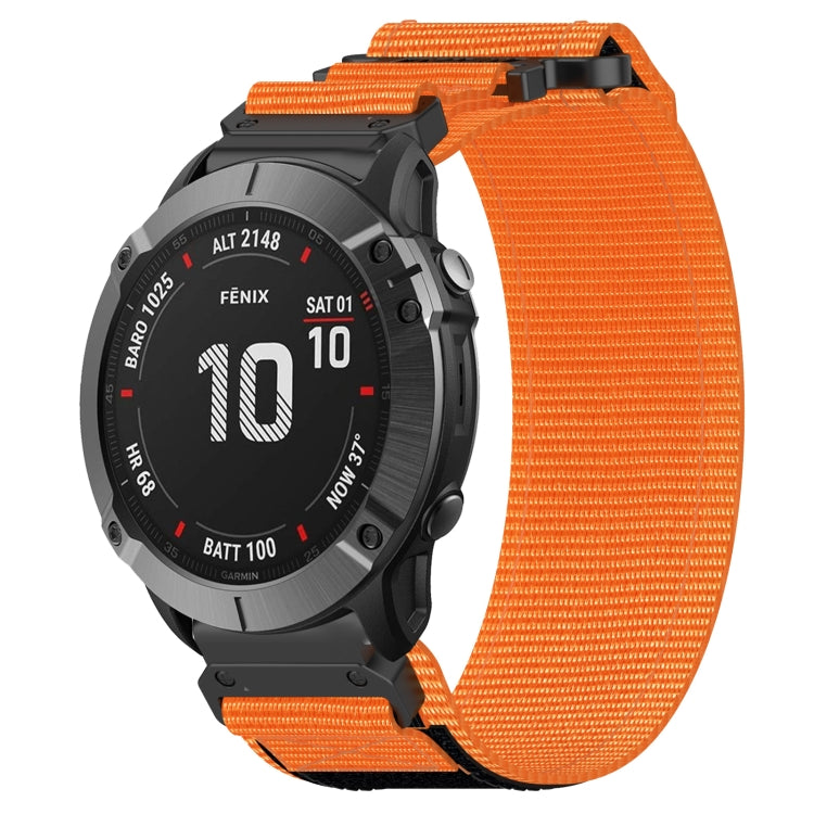 For Garmin Fenix 6X 26mm Nylon Hook And Loop Fastener Watch Band(Orange) - free shipping - PMC TechLife - Order now!