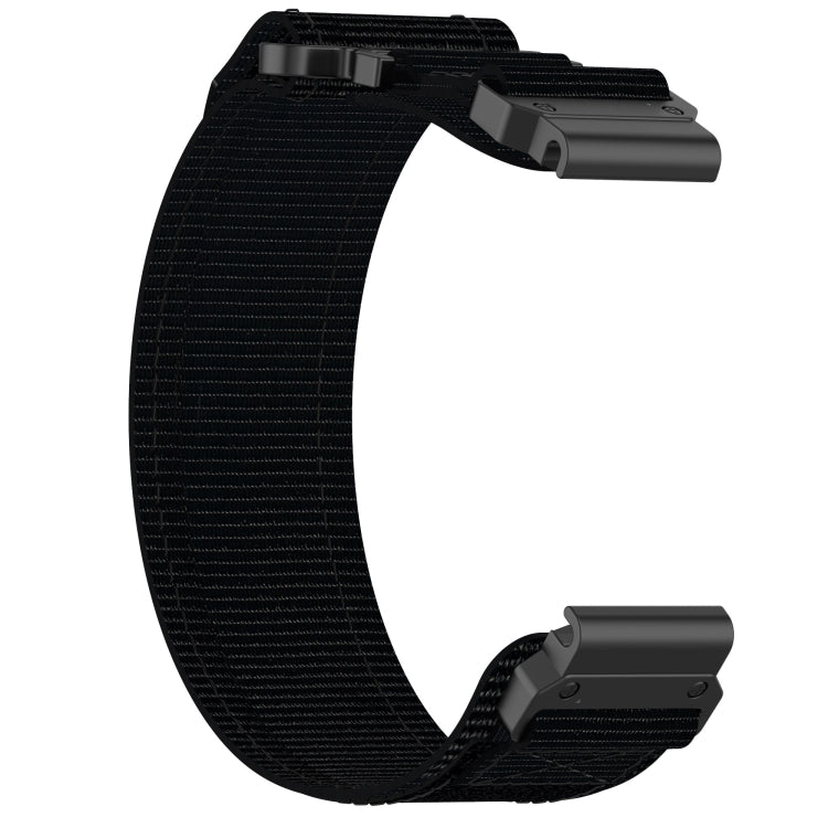 For Garmin Fenix 6X 26mm Nylon Hook And Loop Fastener Watch Band(Black) - Watch Bands by PMC TechLife | Online Shopping South Africa | PMC TechLife