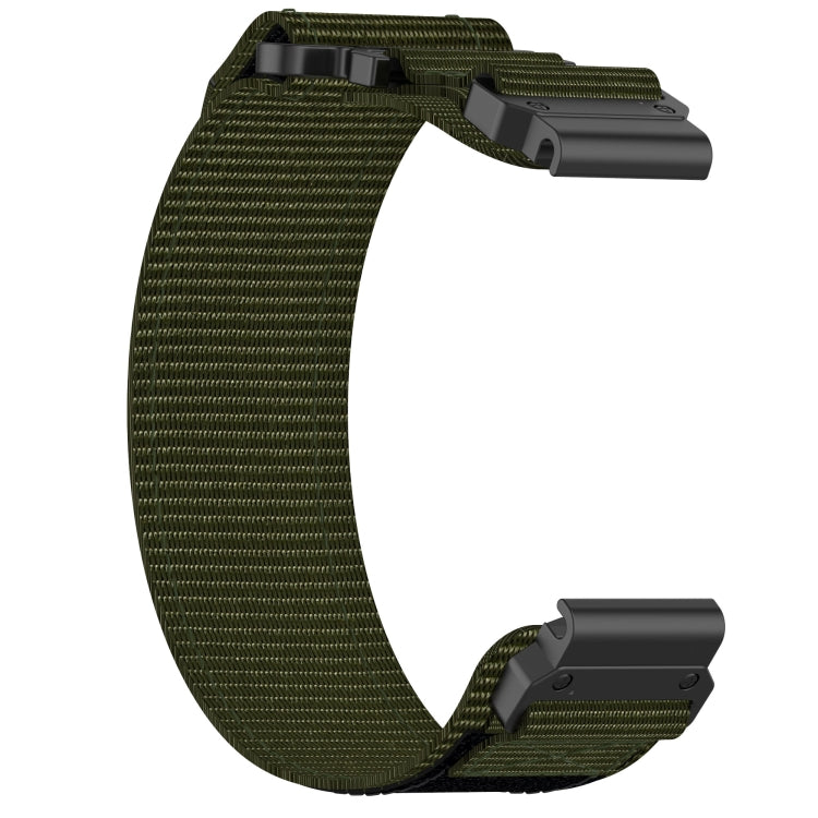 For Garmin Fenix 5X Plus 26mm Nylon Hook And Loop Fastener Watch Band(Army Green) - Watch Bands by PMC TechLife | Online Shopping South Africa | PMC TechLife