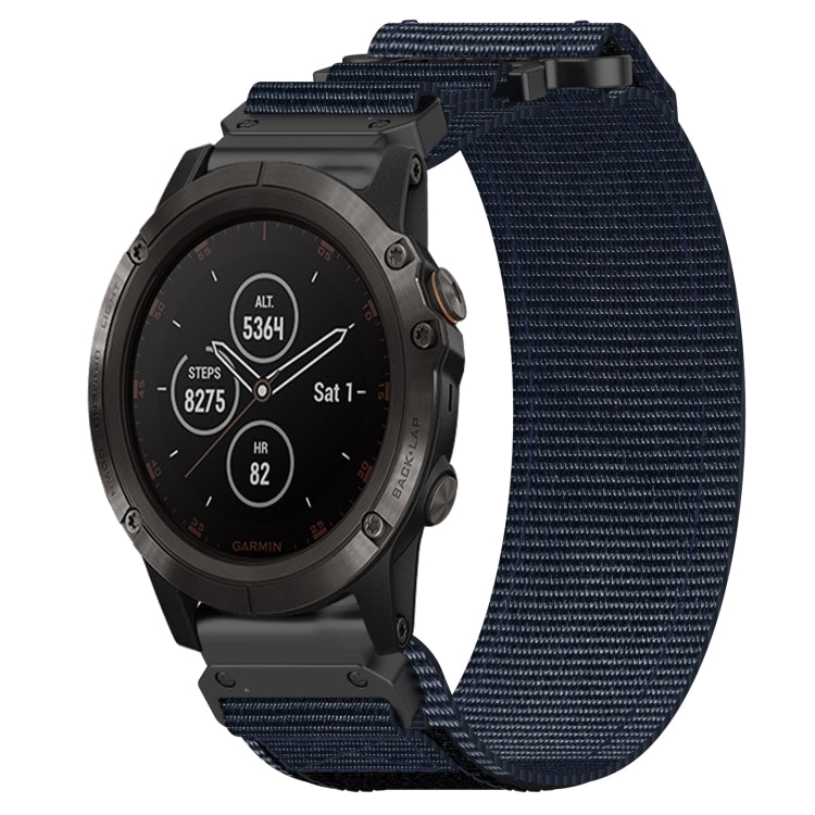 For Garmin Fenix 5X Plus 26mm Nylon Hook And Loop Fastener Watch Band(Blue) - Watch Bands by PMC TechLife | Online Shopping South Africa | PMC TechLife