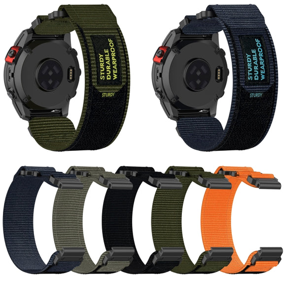 For Garmin Enduro 26mm Nylon Hook And Loop Fastener Watch Band(Grey)