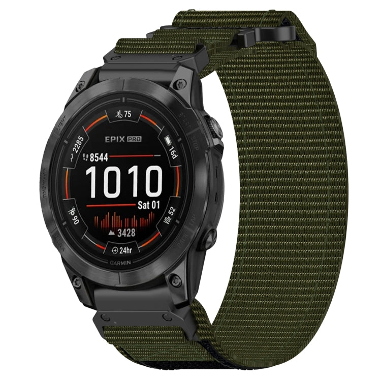 For Garmin Epix Pro 42mm 20mm Nylon Hook And Loop Fastener Watch Band(Army Green) - Watch Bands by PMC TechLife | Online Shopping South Africa | PMC TechLife