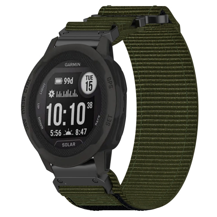 For Garmin Instinct 2S 20mm Nylon Hook And Loop Fastener Watch Band(Army Green) - Watch Bands by PMC TechLife | Online Shopping South Africa | PMC TechLife