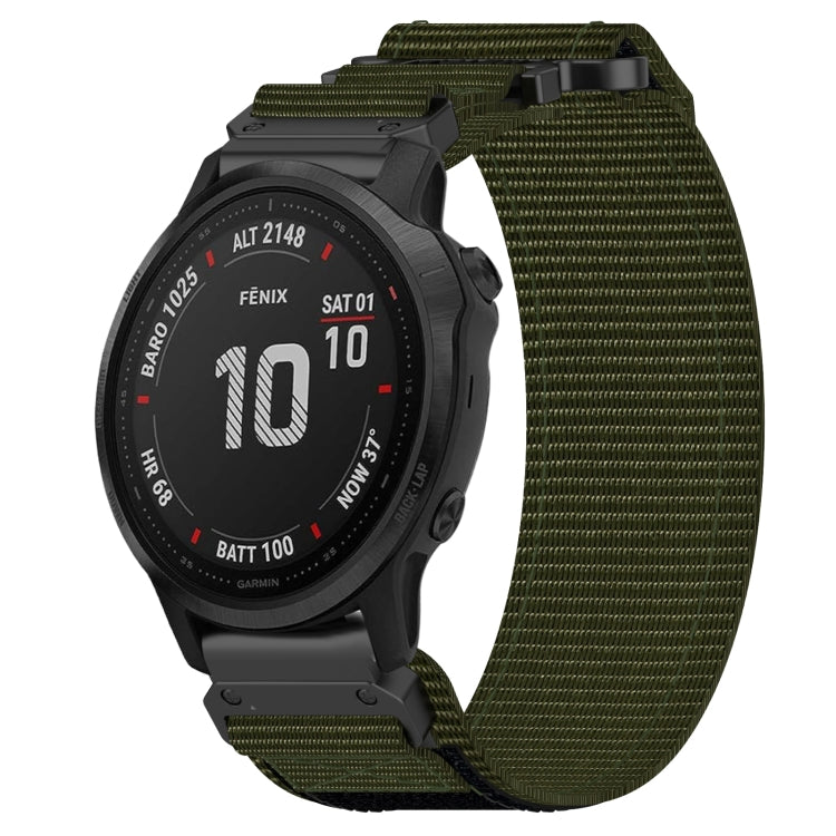 For Garmin Fenix 6S 20mm Nylon Hook And Loop Fastener Watch Band(Army Green) - Watch Bands by PMC TechLife | Online Shopping South Africa | PMC TechLife