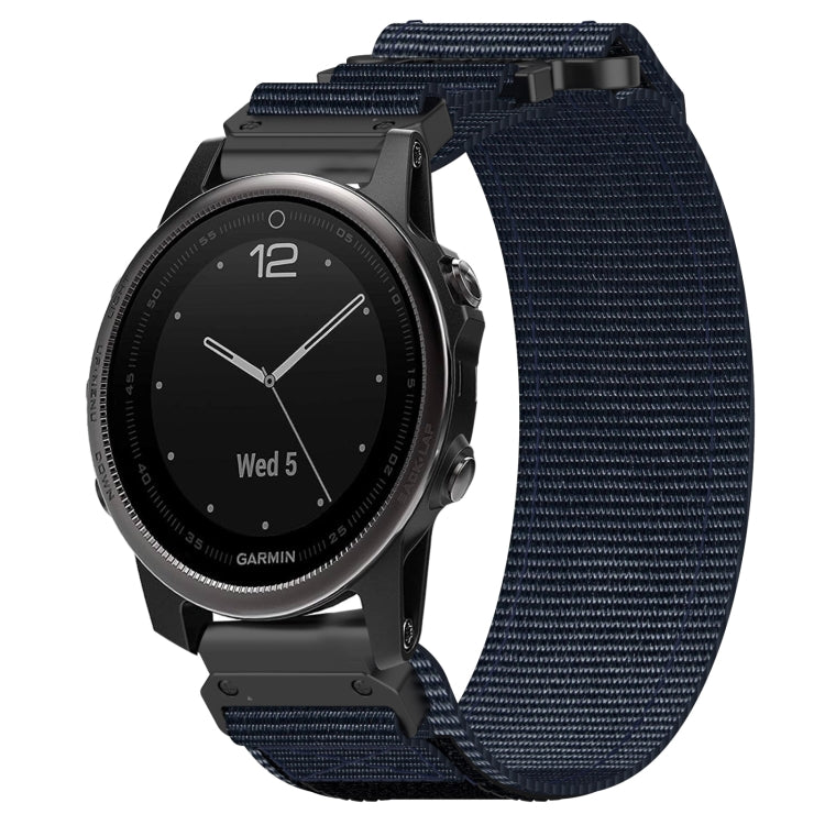 For Garmin Fenix 5S 20mm Nylon Hook And Loop Fastener Watch Band(Blue) - Watch Bands by PMC TechLife | Online Shopping South Africa | PMC TechLife