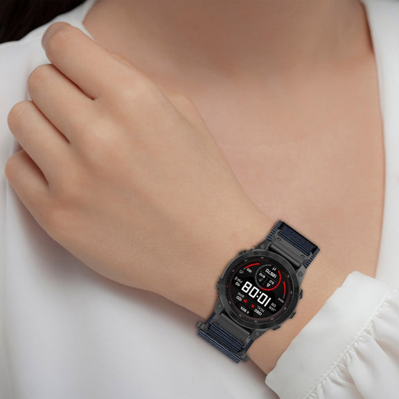For Garmin Fenix 7S 20mm Nylon Hook And Loop Fastener Watch Band(Black)