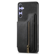 For Samsung Galaxy S25+ 5G Retro Leather Zipper Wallet Back Phone Case(Black)
