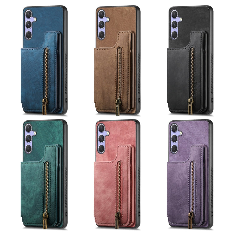 For Samsung Galaxy S25 Ultra 5G Retro Leather Zipper Wallet Back Phone Case(Black)