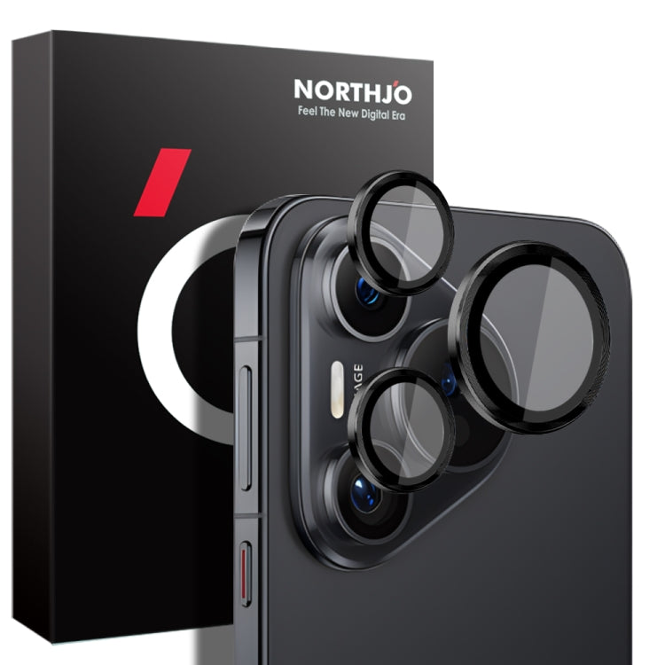 For Huawei Pura 70 NORTHJO Camera Lens CD Vein Metal Ring Tempered Glass Film(Black) - free shipping - PMC Jewellery - Order now!