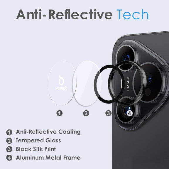 For Huawei Pura 70 NORTHJO Camera Lens CD Vein Metal Ring Tempered Glass Film(Black)