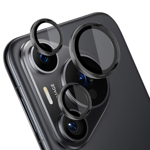 For Huawei Pura 70 Pro NORTHJO Camera Lens CD Vein Metal Ring Tempered Glass Film(Black)