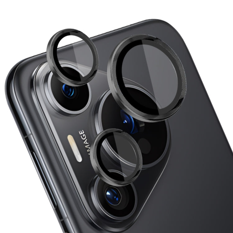 For Huawei Pura 70 Pro NORTHJO Camera Lens CD Vein Metal Ring Tempered Glass Film(Black)